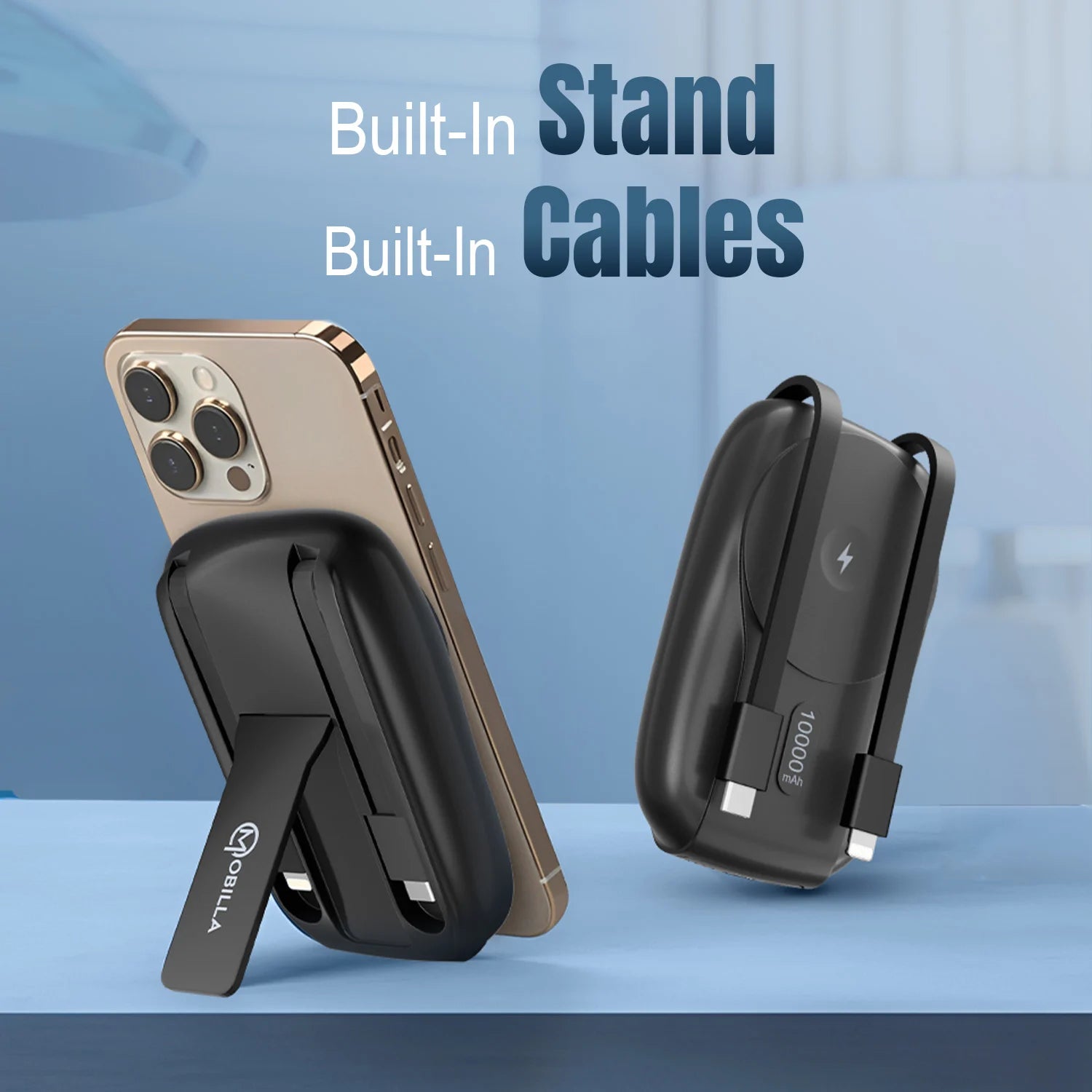 MPower Mag 3 10000mAh magnetic power bank with 22.5W power delivery, 15W wireless charging, built-in Type-C and Lightning cables, and MagSafe magnetic hold.