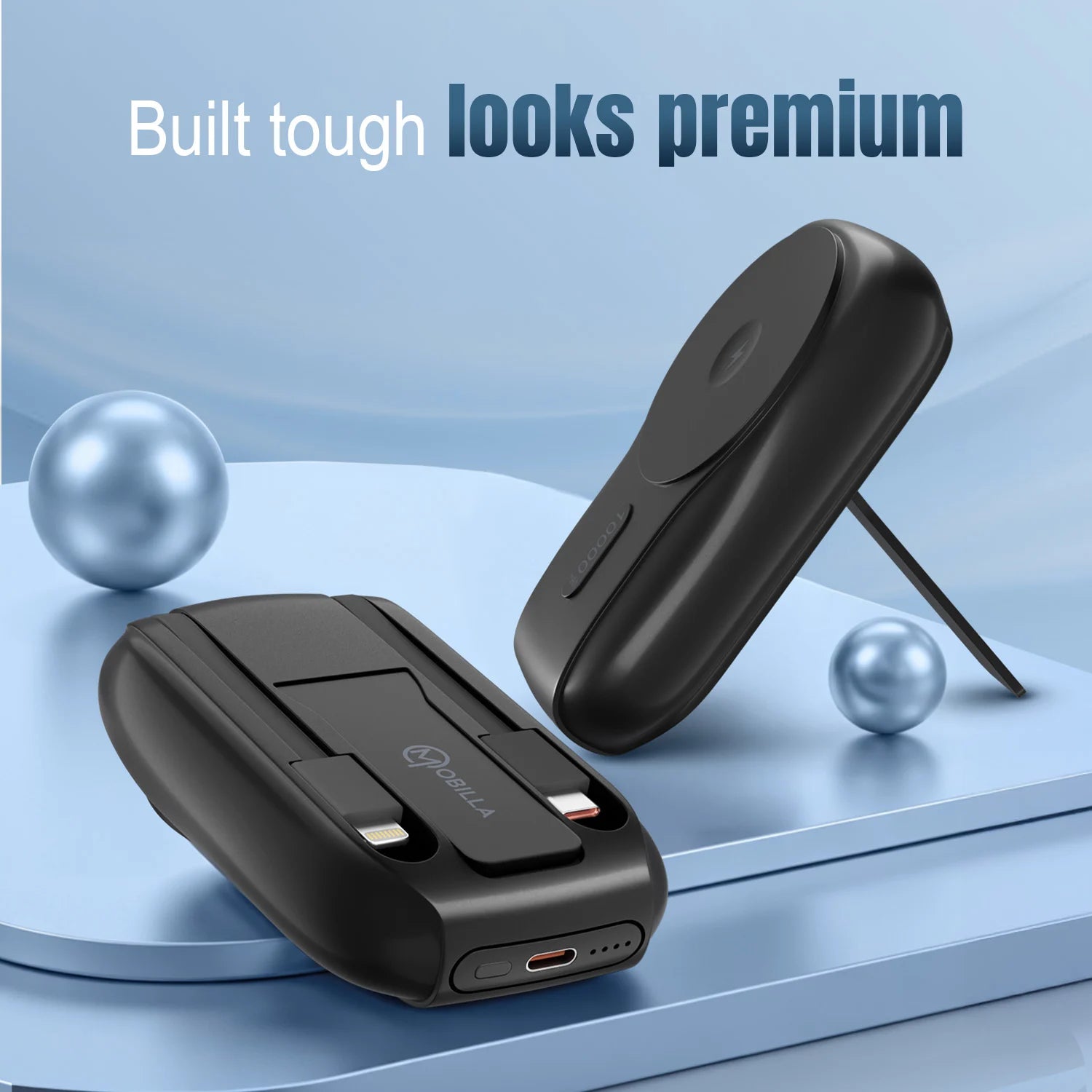 MPower Mag 3 10000mAh magnetic power bank with 22.5W power delivery, 15W wireless charging, built-in Type-C and Lightning cables, and MagSafe magnetic hold.