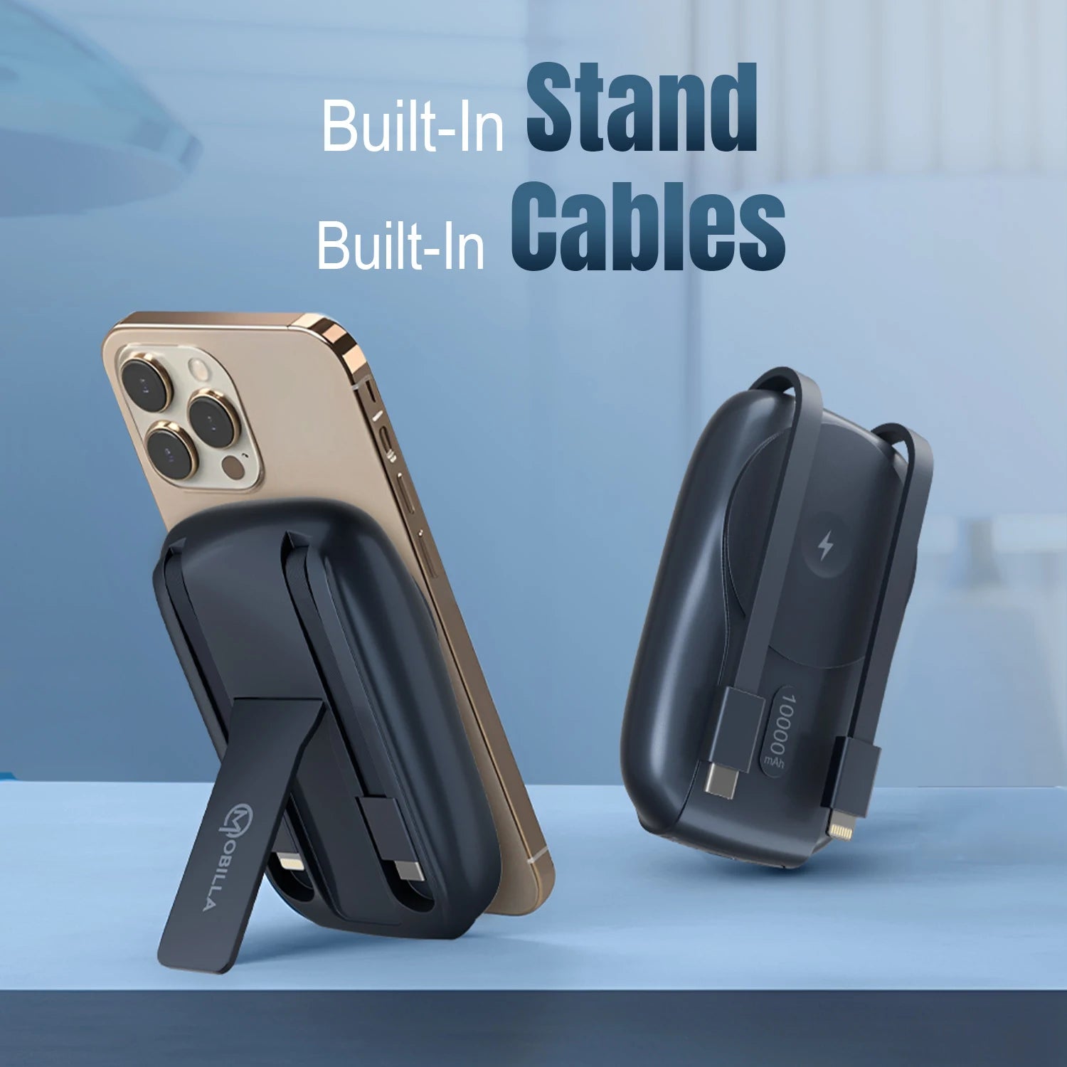 MPower Mag 3 10000mAh magnetic power bank with 22.5W power delivery, 15W wireless charging, built-in Type-C and Lightning cables, and MagSafe magnetic hold.