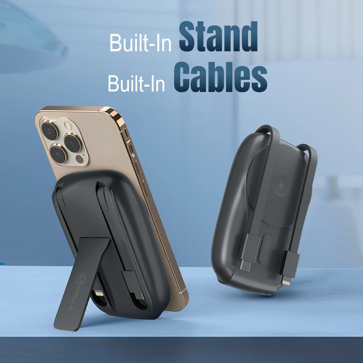 MPower Mag 3 10000mAh magnetic power bank with 22.5W power delivery, 15W wireless charging, built-in Type-C and Lightning cables, and MagSafe magnetic hold.