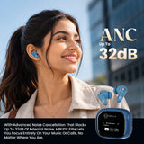 MBuds Elite wireless earbuds with 32dB Active Noise Cancellation, 4-mic ENC, spatial audio control, 4 EQ modes, and smart interactive touch case.