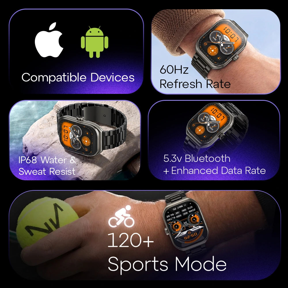 MSmart Edge smartwatch with 60Hz refresh rate, curved metallic luxury design, 500 nits brightness, and 120+ sports modes.