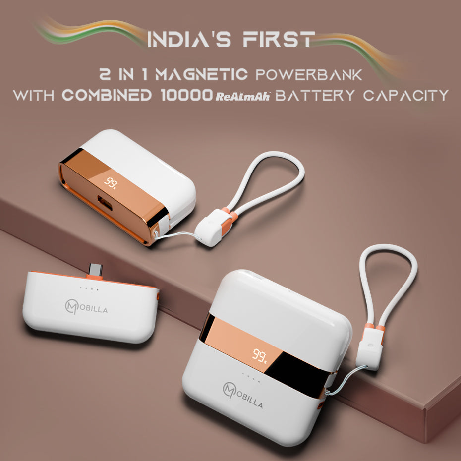MPower Fusion - India’s First 2 in 1 Magnetic Powerbank with Combined 10000 ReALmAh™  Battery Capacity