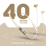 MBuddy 533: Neckband with Magnetic On/Off Sensor & 40Hrs Playtime(Cream)