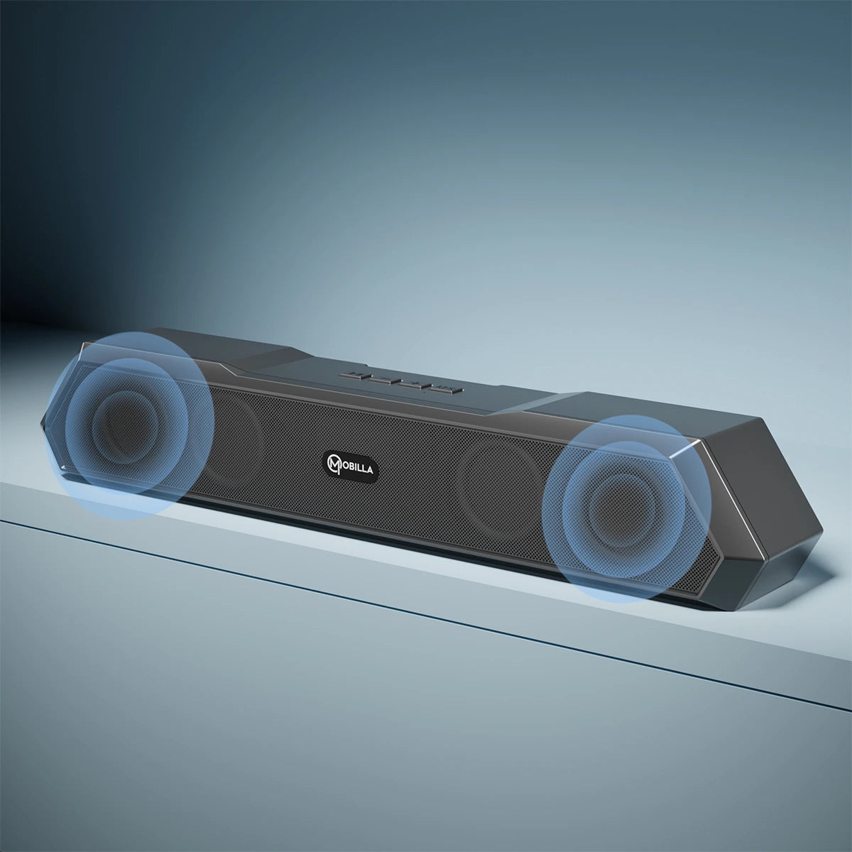 MRock 104: Wireless Portable Bluetooth  Mini Soundbar With 15Hrs Playtime & Dual Speakers