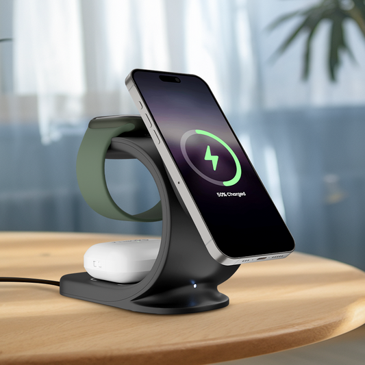 MCharge Maghub - 2: 3-in-1 Magnetic Wireless Charger (Black)