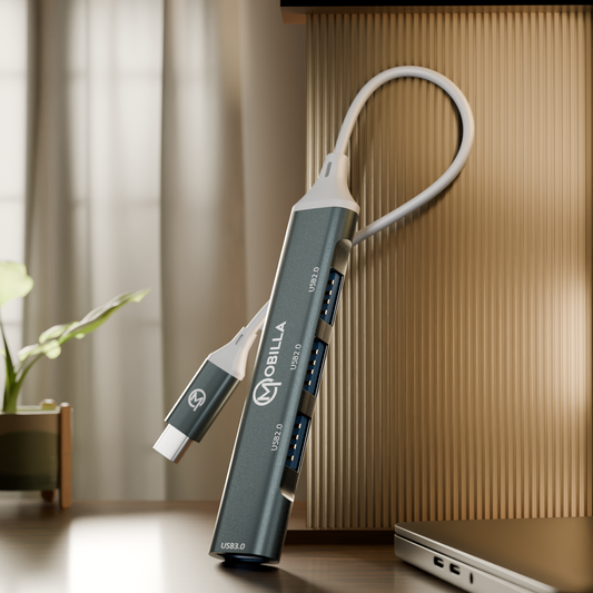 MConnect H1: 4-in-1 USB 3.0 Hub with High-Speed Data Transfer