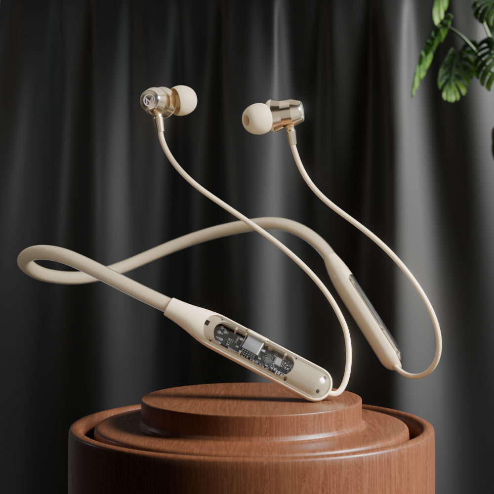 MBuddy 533: Neckband with Magnetic On/Off Sensor & 40Hrs Playtime(Cream)