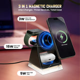 MCharge Fusion Black: 3 in 1 Magnetic Wireless Charger With 23W Combined Wireless Output