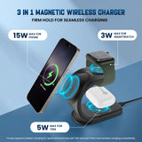 MCharge Maghub - 2: 3-in-1 Magnetic Wireless Charger With 23W Wireless Charging Output Black