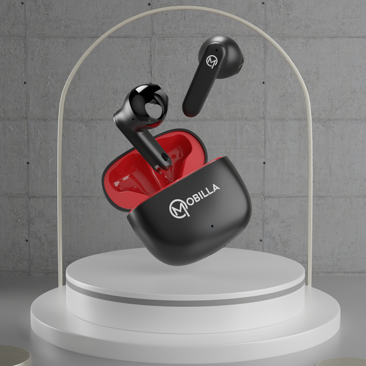 MBuds 106: Earbuds With 25 Hours Of Music Playtime blackred