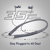 MBuddy 341: Wireless Neckband With 35 Hours of Music Playtime & Dual Connectivity  - GREY