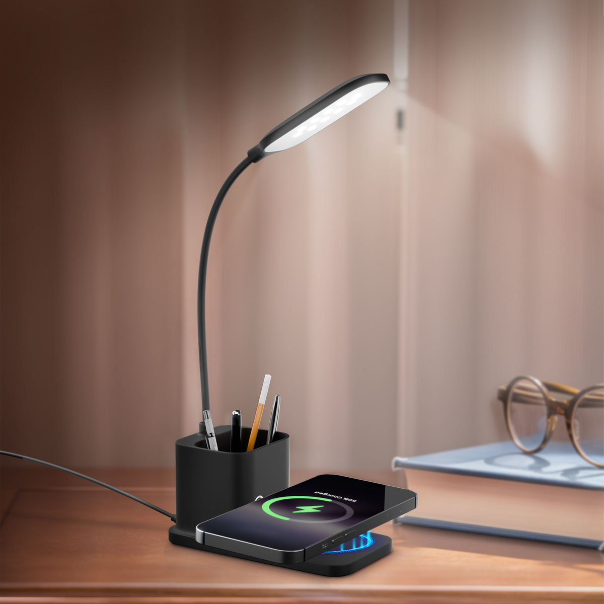 MCharge Lumina: 15W Wireless Charger With 3 Color Desk Lamp