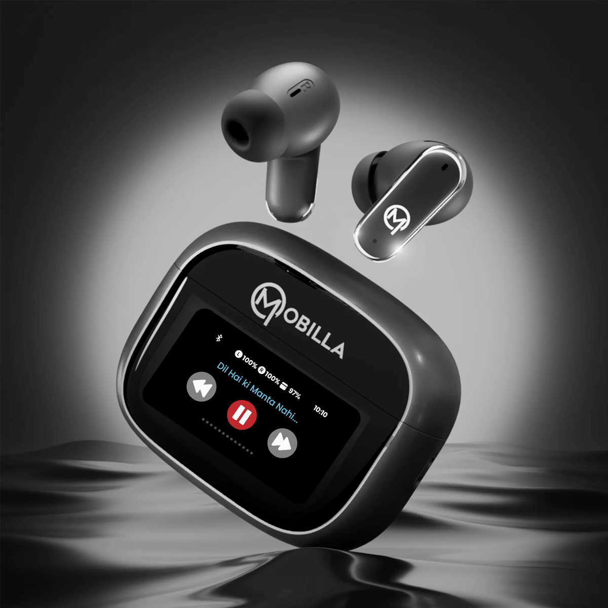 MBuds Elite: TWS Earbuds With Smart Interactive Touch Case (Grey)