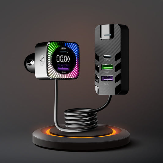 Ranger Duo: Universal Compatibility Car Charger With 80W Output and Colourful RGB Lights